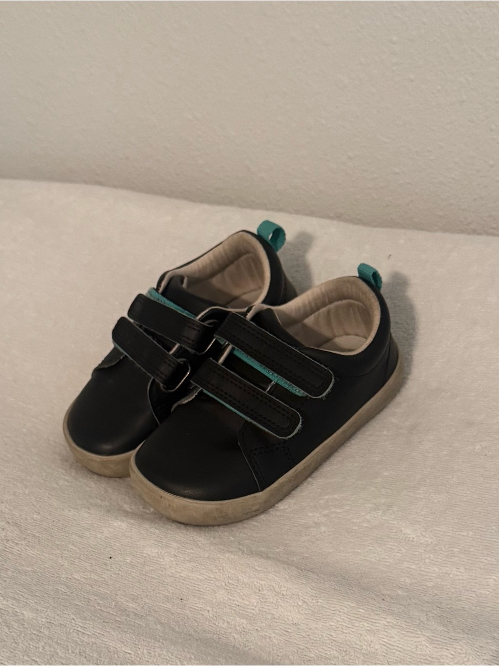 Ten Little Sz 7 Toddler Sneakers - Navy with Teal Accent and Velcro Closures